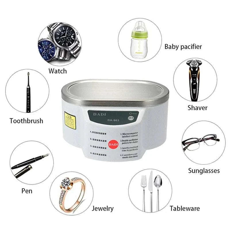Ultrasonic Cleaner 40kHz 30W Bath for Glasses Dentures Jewelry-30W / United States
