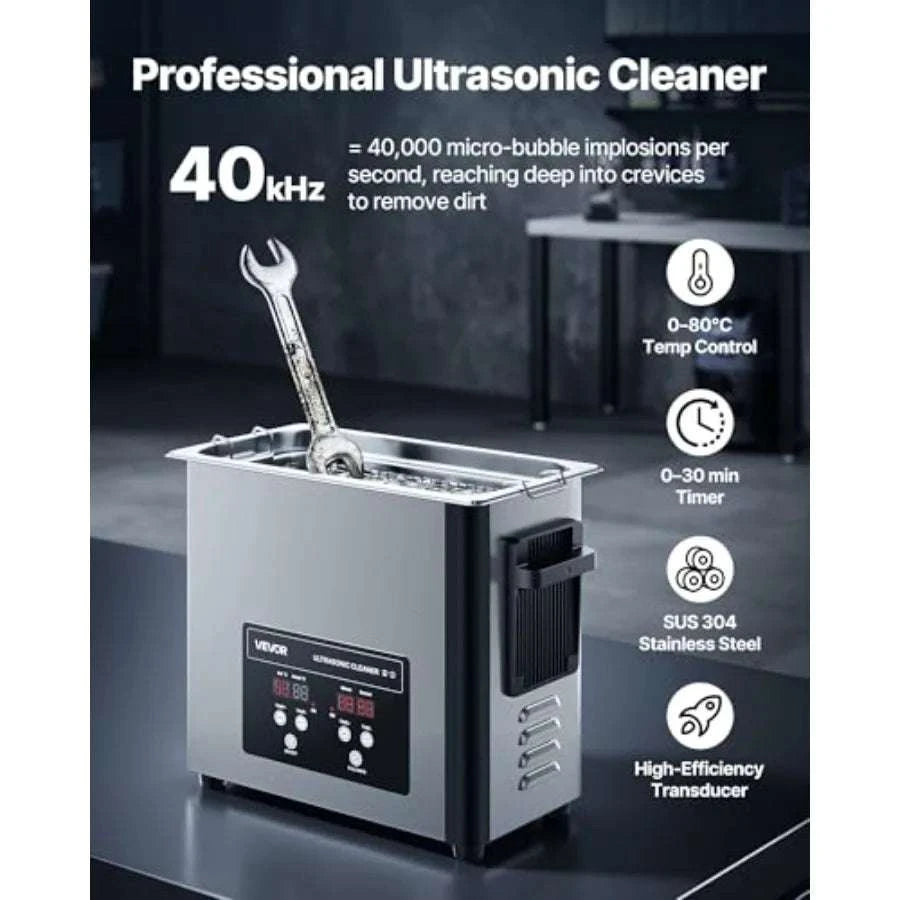 Ultrasonic Cleaner 40kHz with Basket & Digital Display 120W-United States / 6L