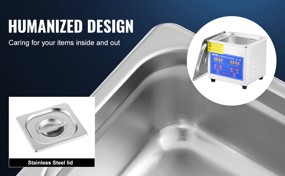 1.3L Ultrasonic Cleaner with Digital Timer for Jewelry & Glasses
