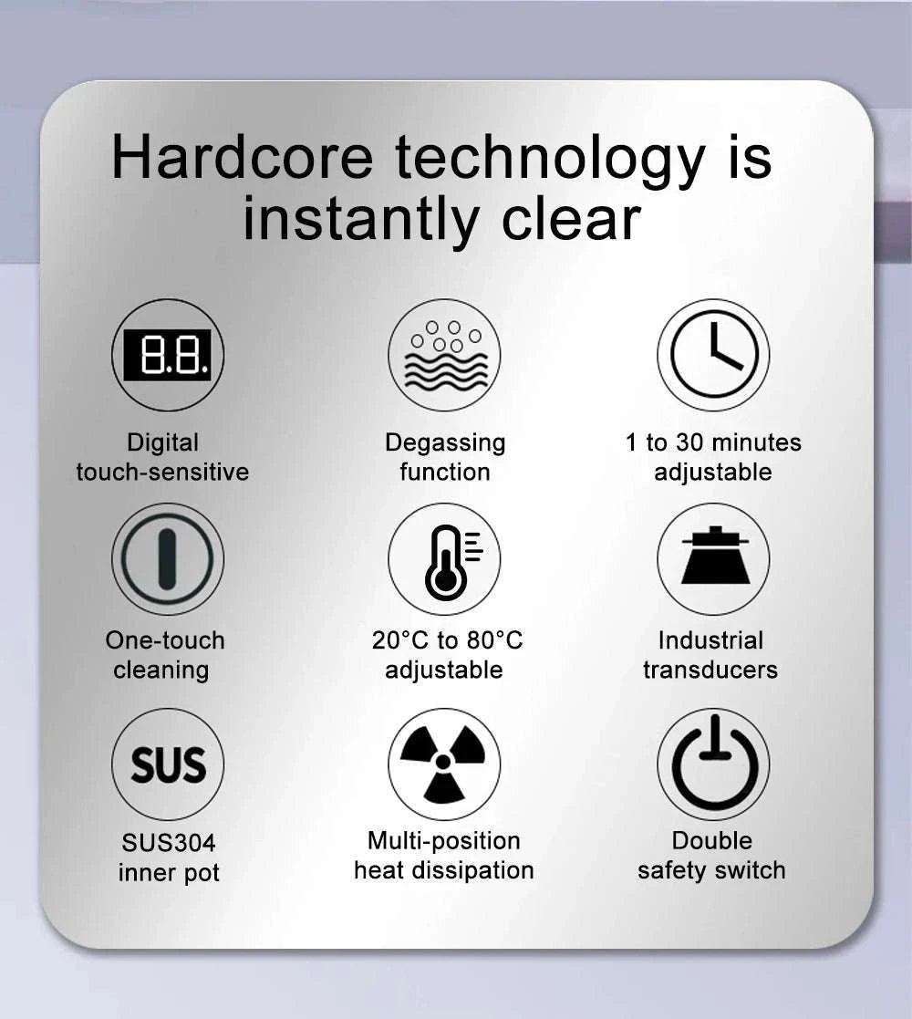Ultrasonic Cleaner Machine 40kHz Heated Bath for Jewelry, Dental & Tools-30L 840W CJ100SD-4 / EU / China Mainland