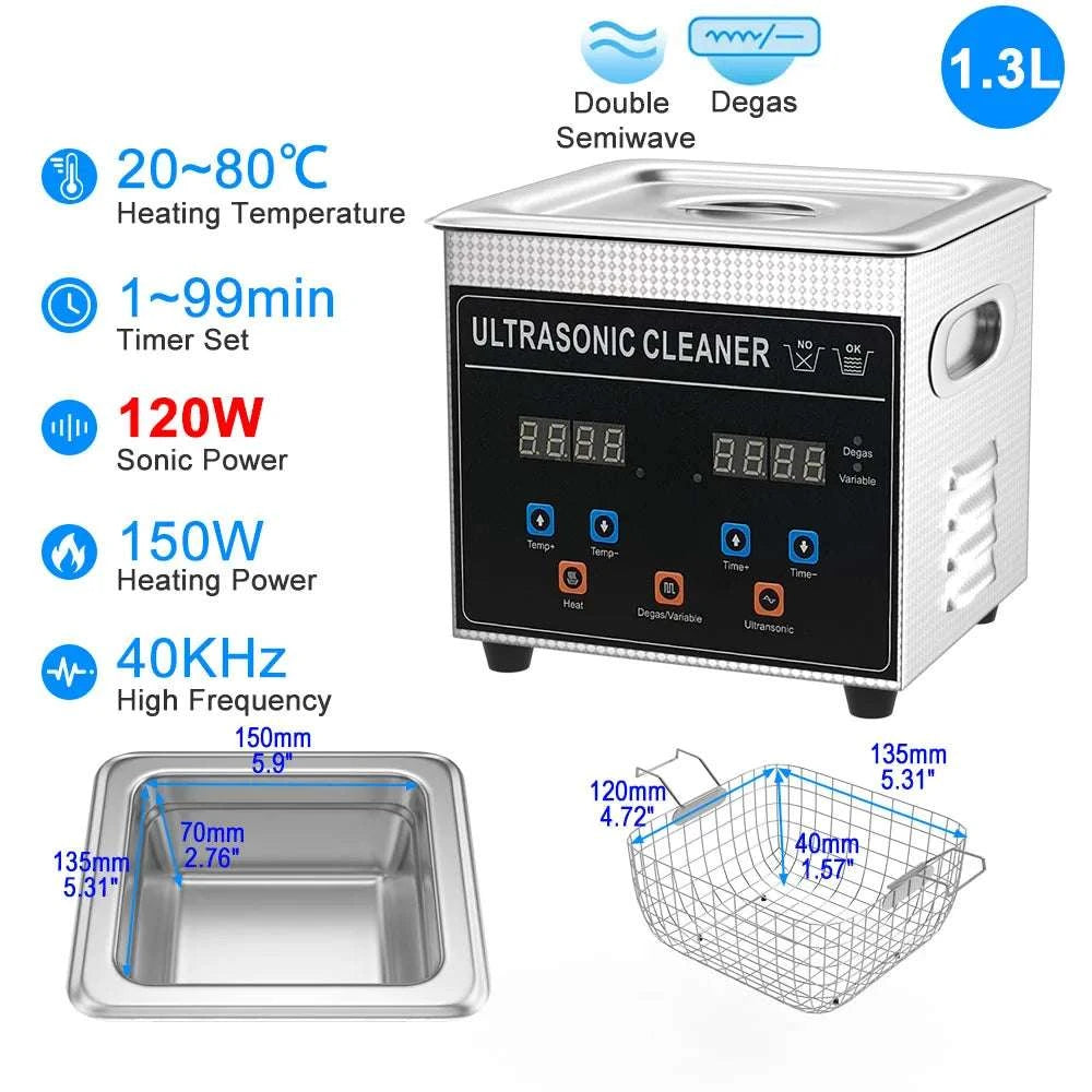 Ultrasonic Cleaner Machine 40kHz Heated Bath for Jewelry, Dental & Tools-30L 840W CJ100SD-4 / EU / China Mainland