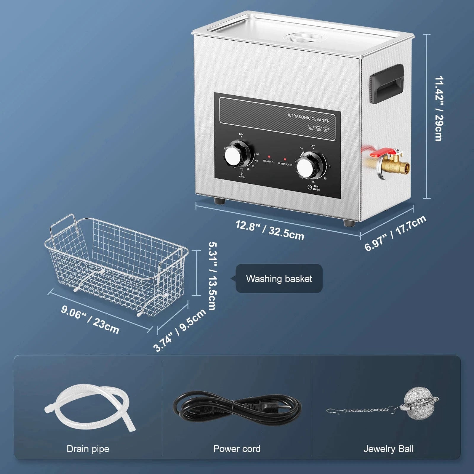 Ultrasonic Cleaner with Heater and Timer for Tools and Parts-15L / spain
