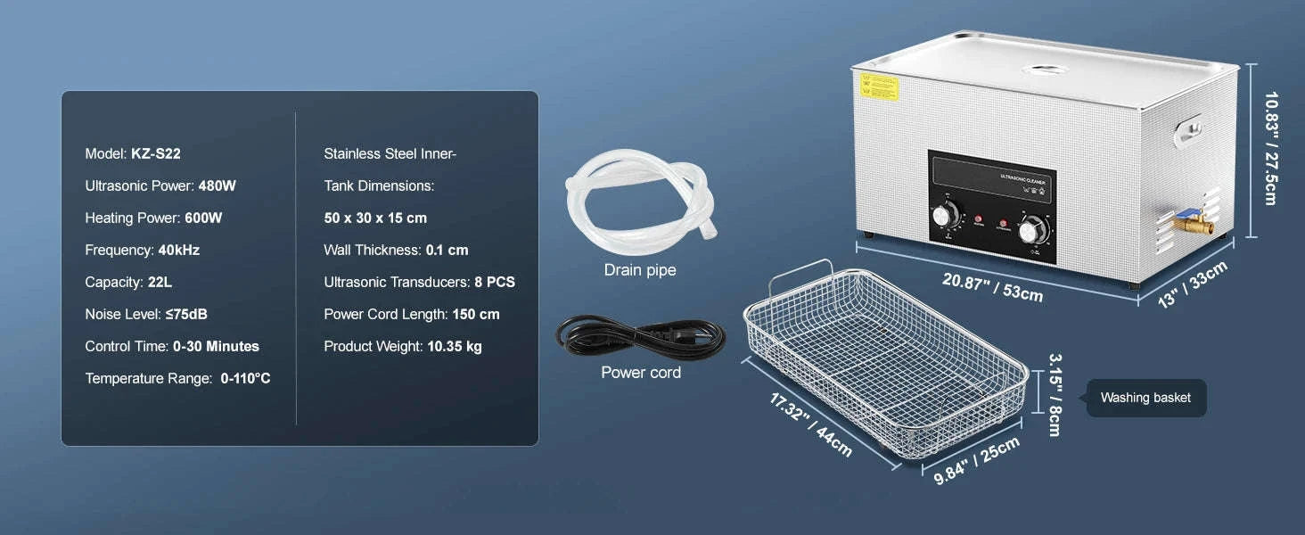 Ultrasonic Cleaner with Heater and Timer for Tools and Parts-15L / spain