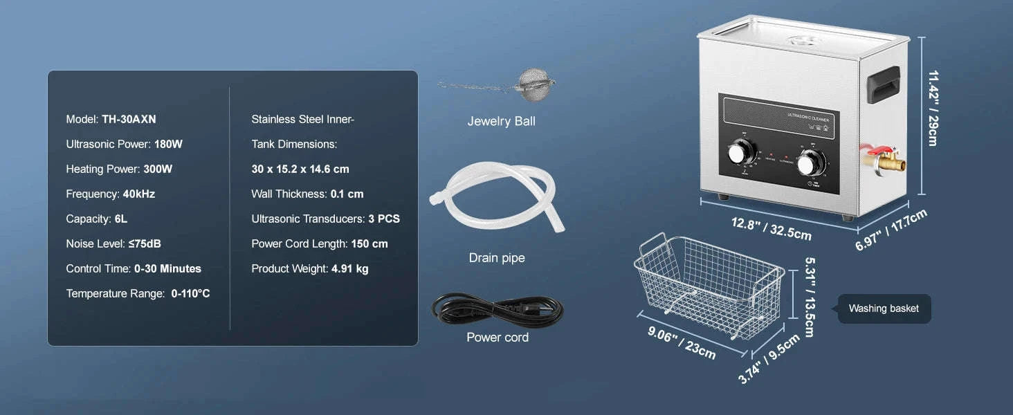 Ultrasonic Cleaner with Heater and Timer for Tools and Parts-15L / spain