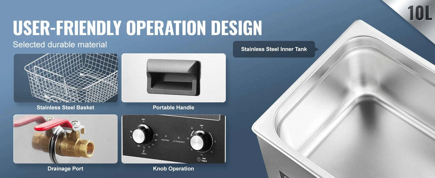 Ultrasonic Cleaner with Heater and Timer for Tools and Parts-15L / spain
