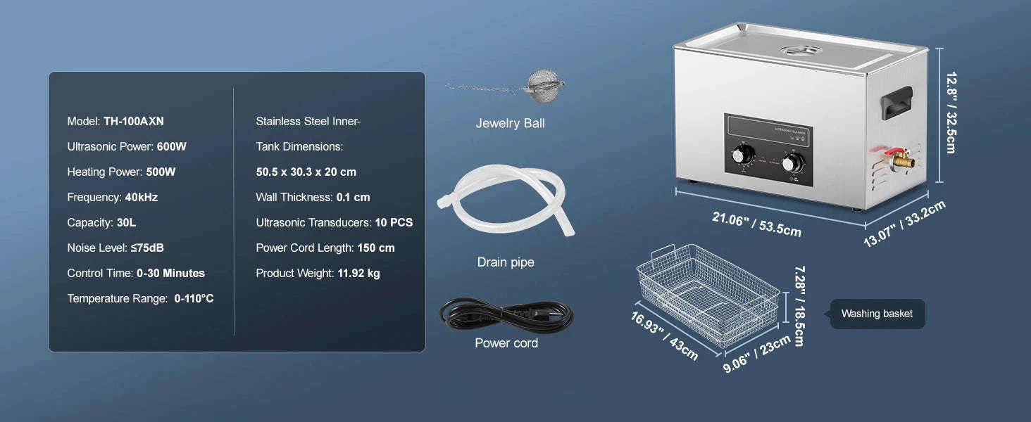 Ultrasonic Cleaner with Heater and Timer for Tools and Parts-15L / spain
