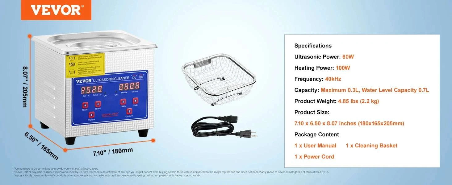 Ultrasonic Cleaner with Heater & Timer for Jewelry Glasses (2L–30L)-40A / Poland