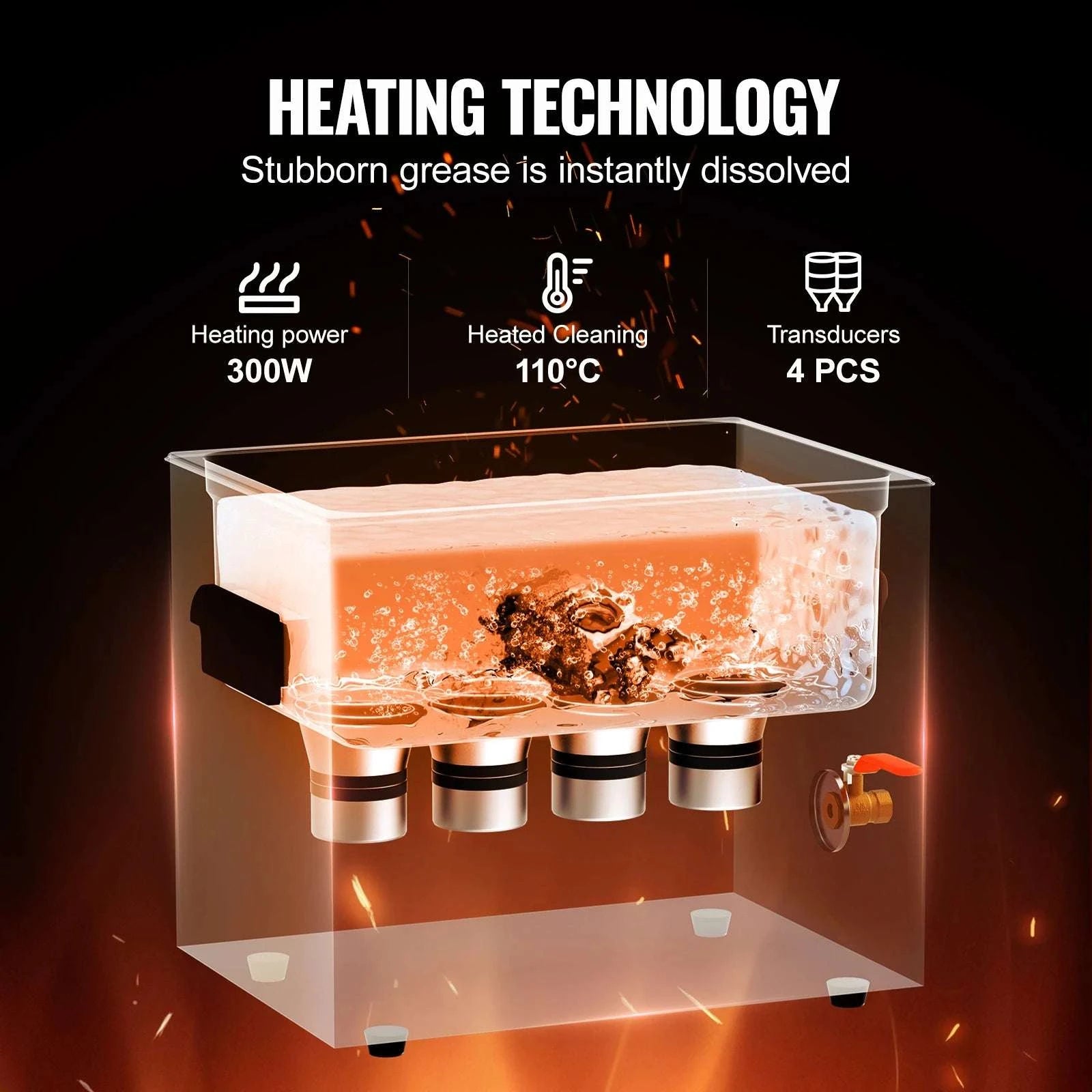 Ultrasonic Cleaner with Heater & Timer for Parts, Tools & Jewelry-3L / United States