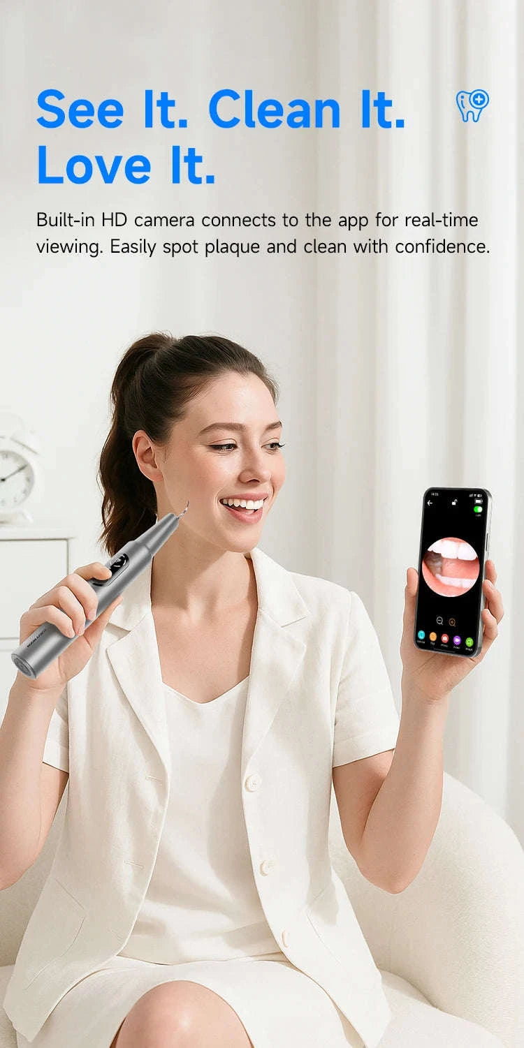 Ultrasonic Dental Scaler with LED Light & 5 Cleaning Modes-as show