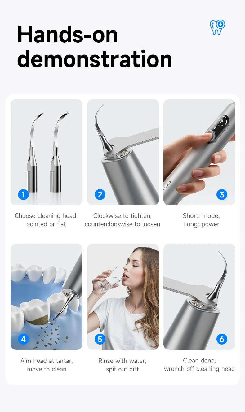 Ultrasonic Dental Scaler with LED Light & 5 Cleaning Modes-as show