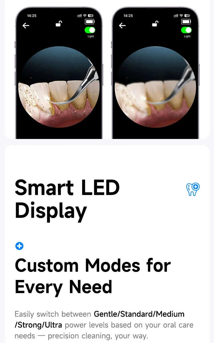 Ultrasonic Dental Scaler with LED Light & 5 Cleaning Modes-as show