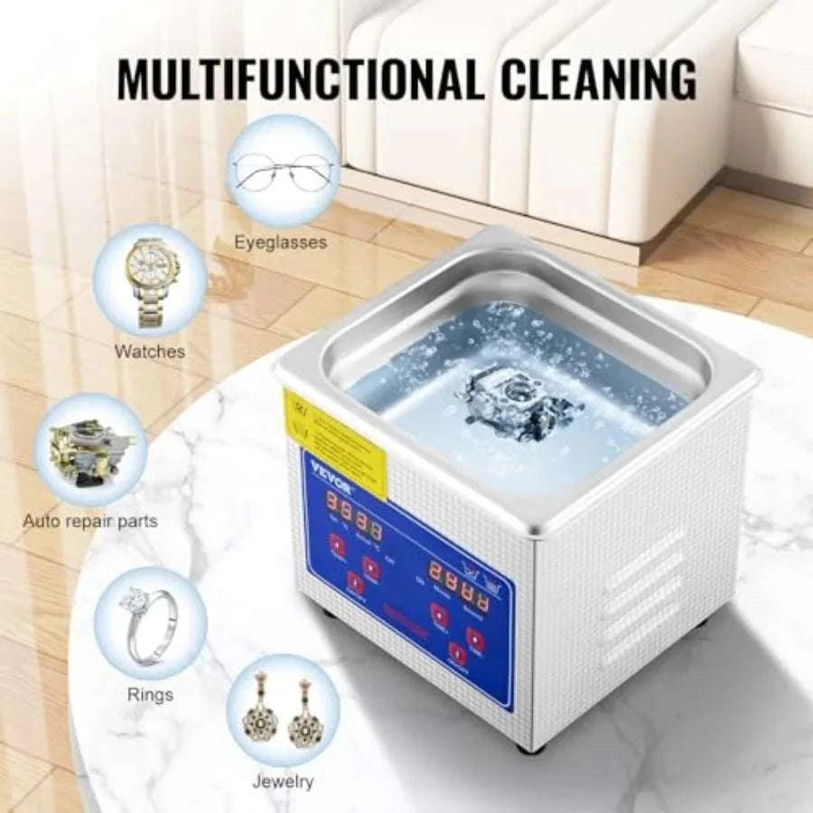 Ultrasonic Jewelry Cleaner 40kHz with Digital Timer 110V-United States / 1.3L