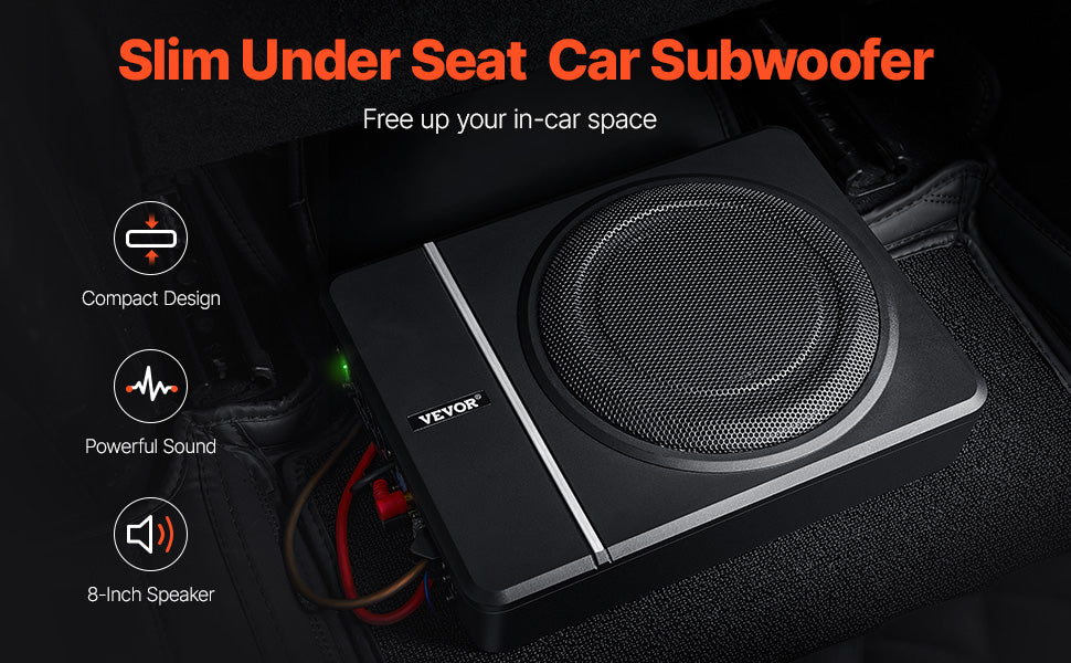 Subwoofer per auto da 8" sotto il sedile con amplificatore integrato 240W di potenza di picco