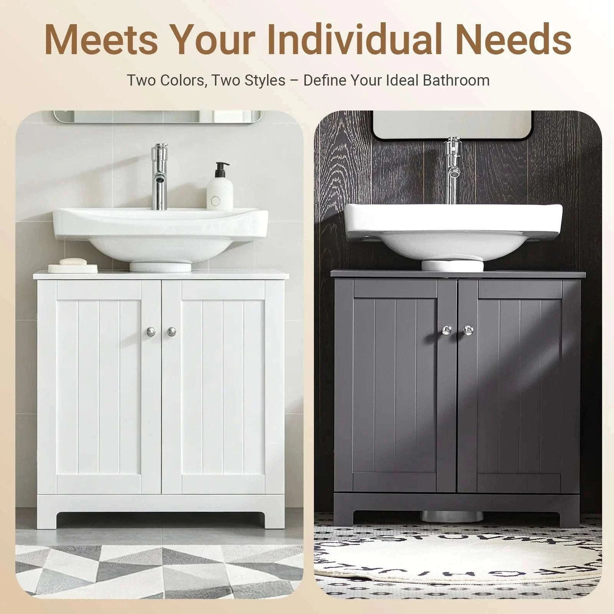 Under Sink Bathroom Cabinet with U-Shape Storage 60x60x30cm-Dark Grey / GERMANY
