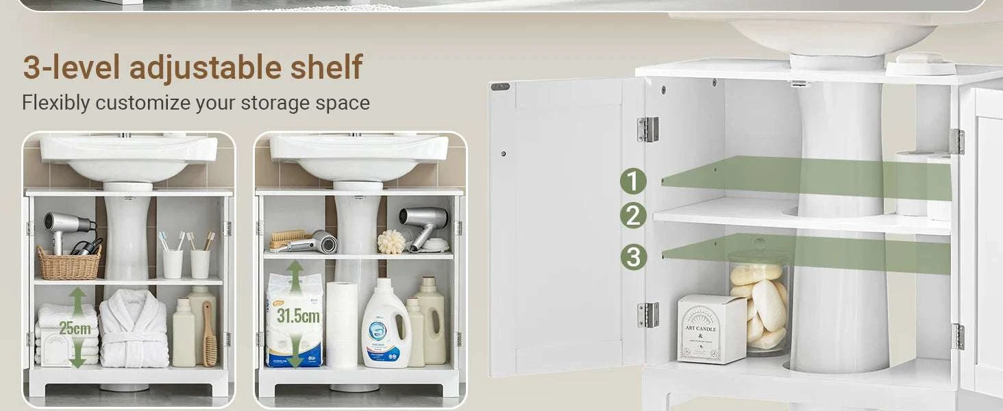 Under Sink Bathroom Cabinet with U-Shape Storage 60x60x30cm-Dark Grey / GERMANY