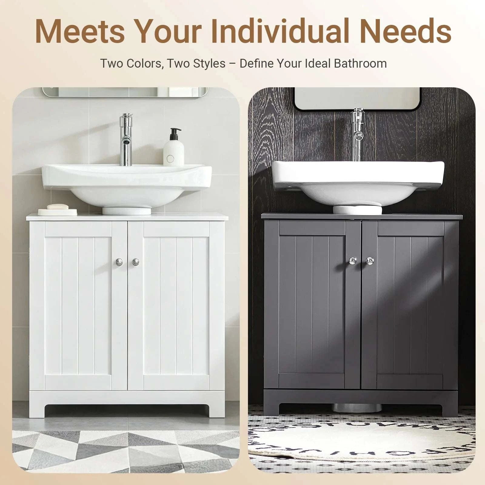 Under Sink Bathroom Cabinet with U-Shape Storage 60x60x30cm-Dark Grey / GERMANY