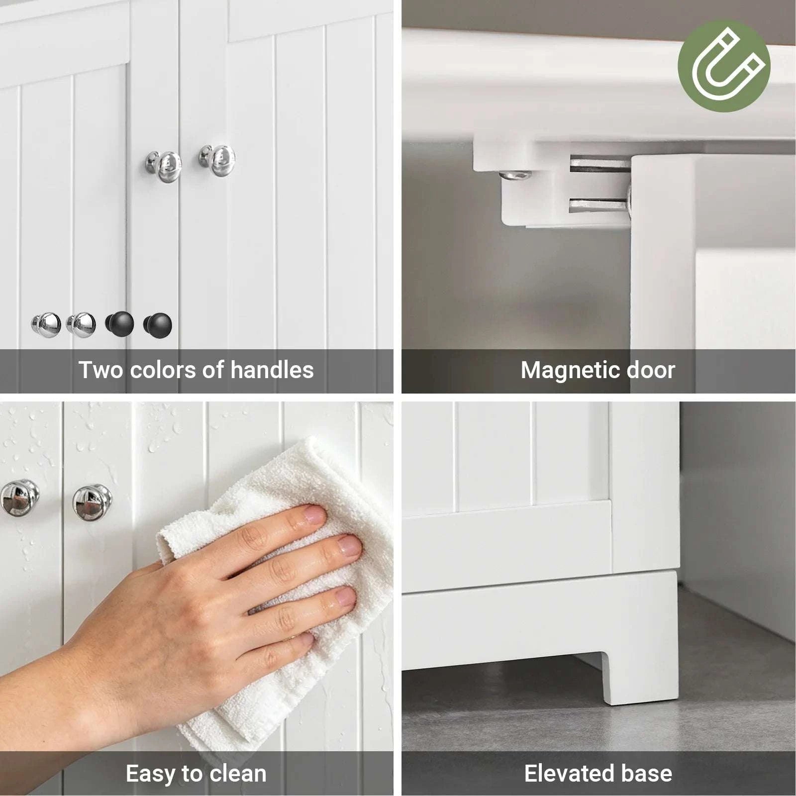 Under Sink Bathroom Cabinet with U-Shape Storage 60x60x30cm-Dark Grey / GERMANY