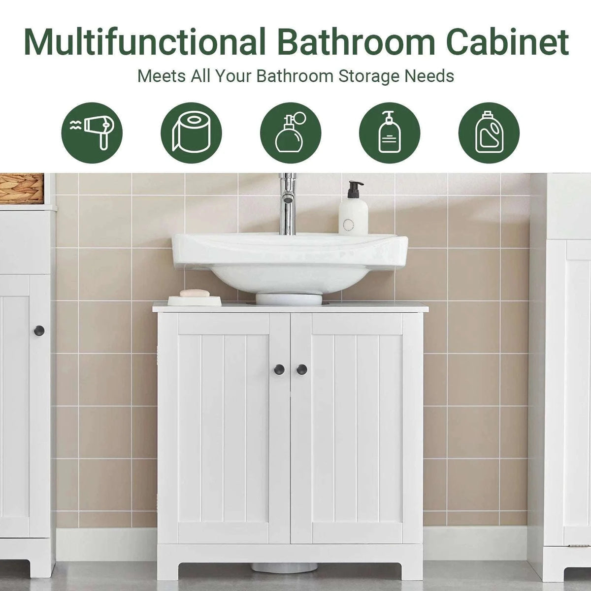 Under Sink Bathroom Cabinet with U-Shape Storage 60x60x30cm-Dark Grey / GERMANY