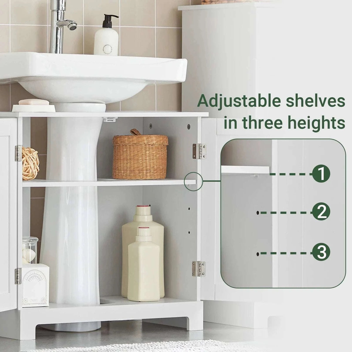 Under Sink Bathroom Cabinet with U-Shape Storage 60x60x30cm-Dark Grey / GERMANY