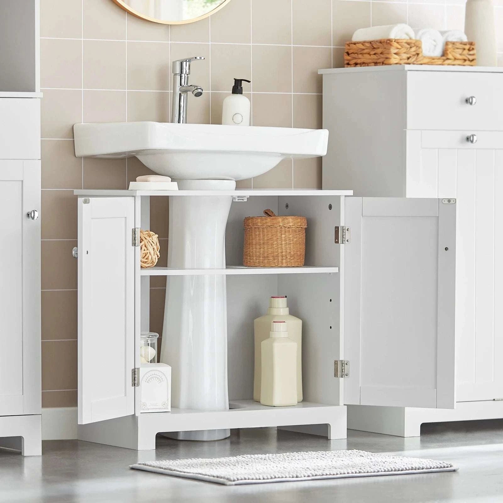 Under Sink Bathroom Cabinet with U-Shape Storage 60x60x30cm-Dark Grey / GERMANY