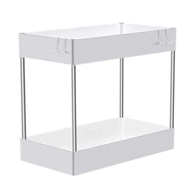 Under Sink Storage Organizer with 2-Tier Pull-Out Drawers-1PCS / black with hook