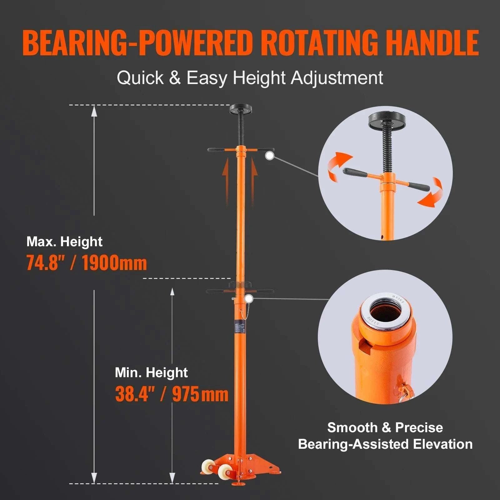 Underhoist Jack Stand 3/4 Ton Adjustable Support with Wheels-Round base / United States