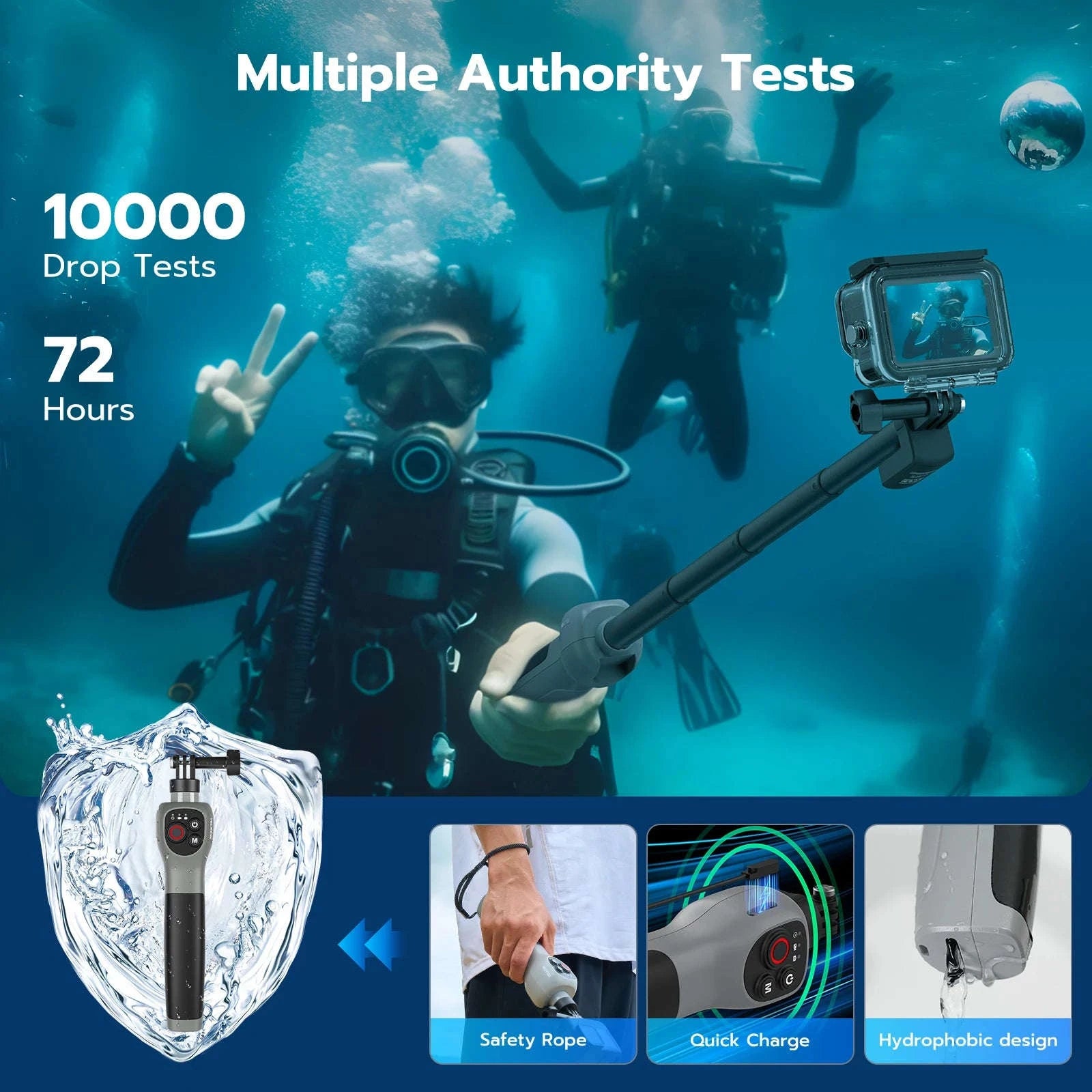Underwater Selfie Stick with Wireless Remote for GoPro-Diving Selfie Stick