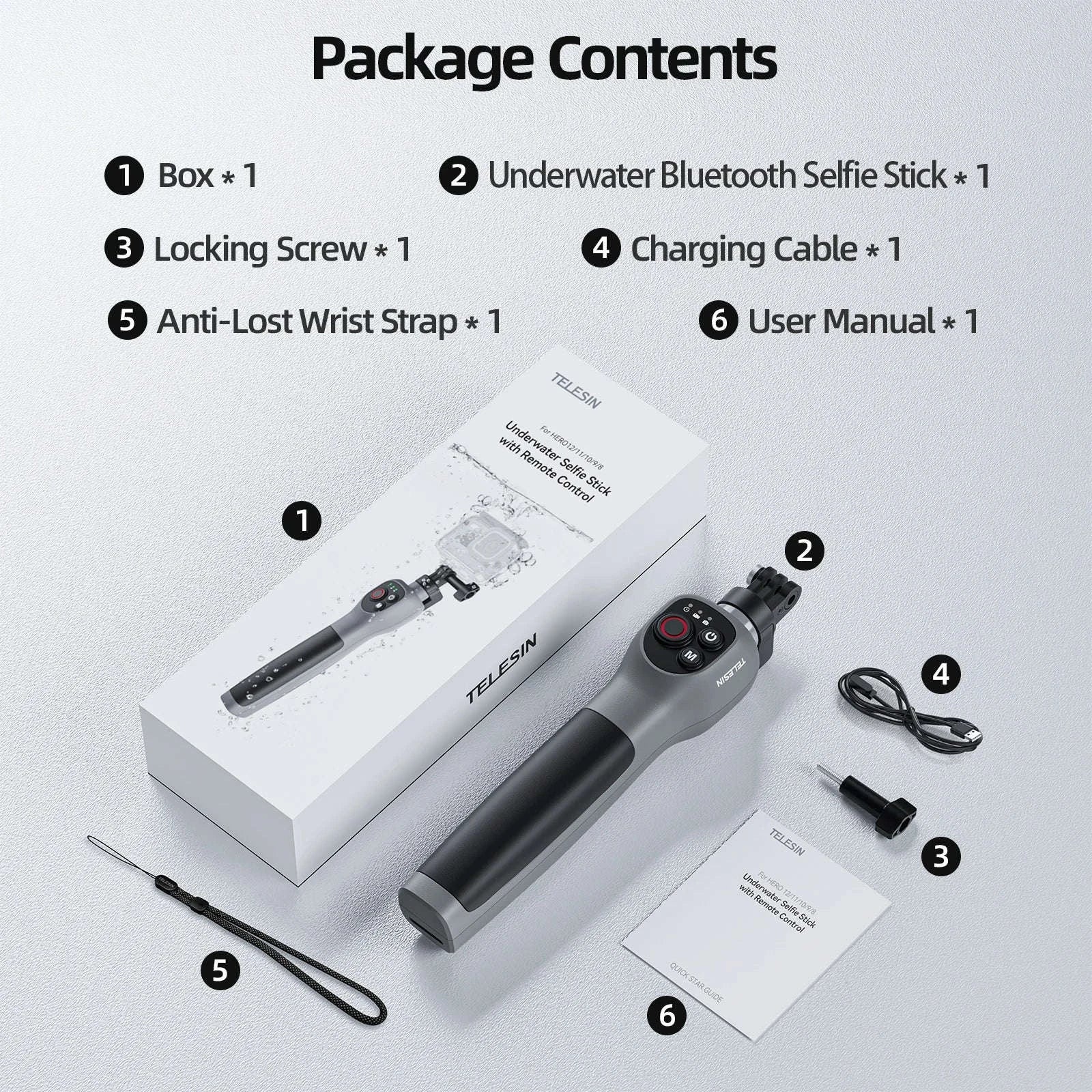 Underwater Selfie Stick with Wireless Remote for GoPro-Diving Selfie Stick