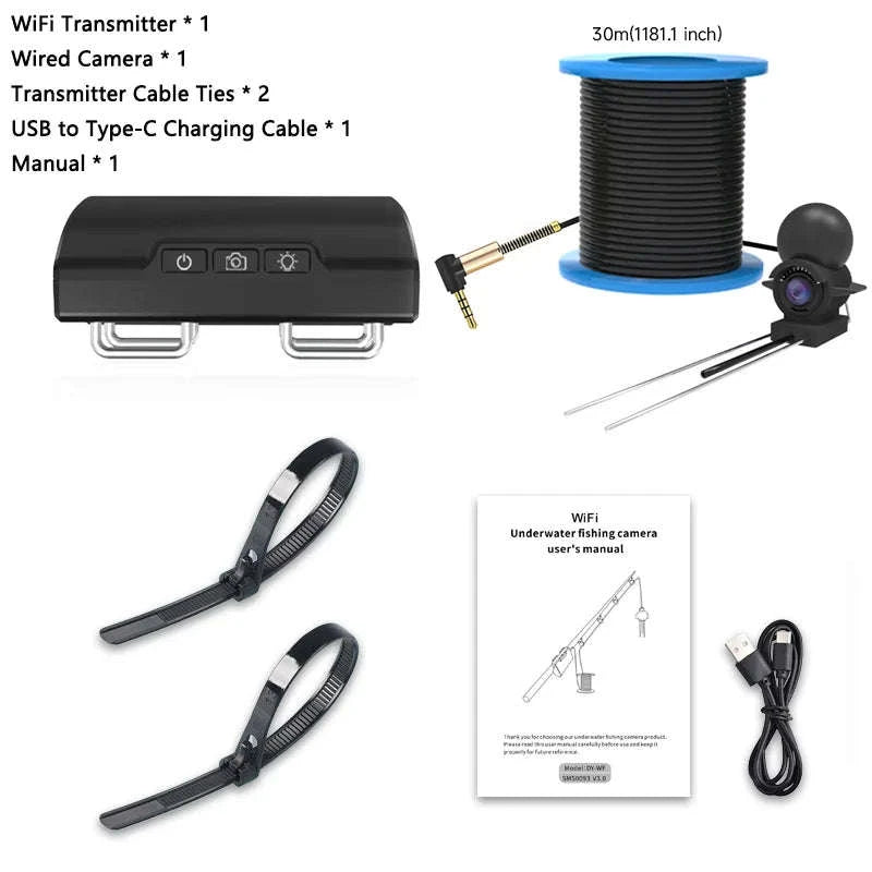 Underwater Wi‑Fi Fishing Camera with Night Vision and 50m Cable-50m