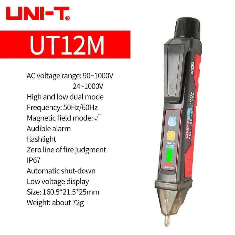 UNI-T Non-Contact Voltage Tester Pen UT12 Series-UT12E