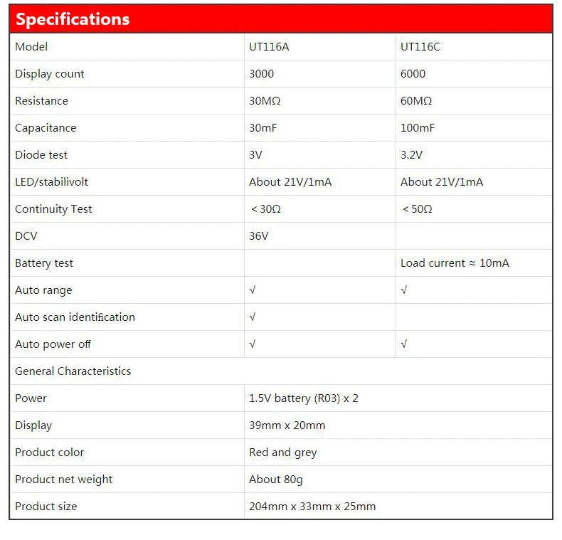 UNI-T UT116 Digital Tweezer Tester-UT116A / CHINA
