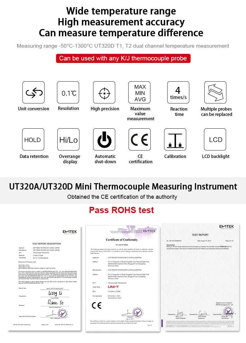 UNI-T UT320D Dual Channel Thermometer-UT320A