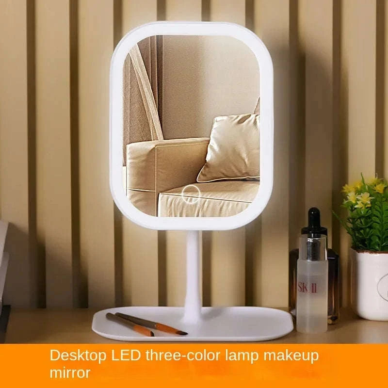 Unique Designer Vanity Mirror with Three-Color LED Light-White
