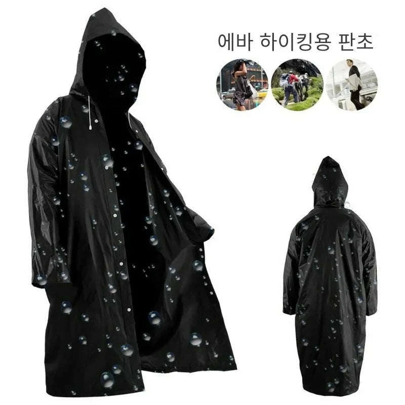 Unisex EVA Raincoat Waterproof Lightweight Suit-black