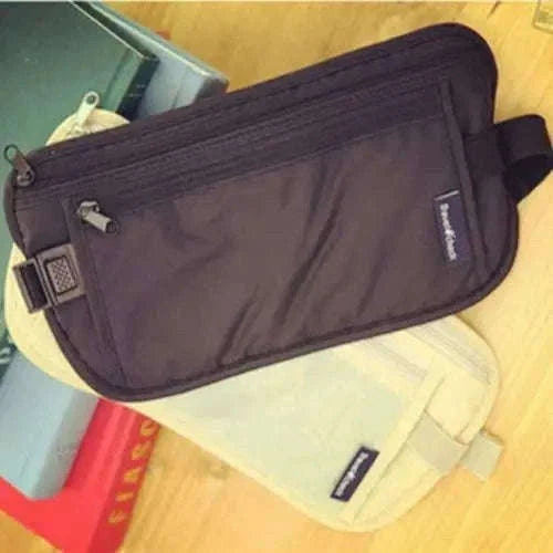Unisex Travel Waist Pouch with Hidden Security Storage-black