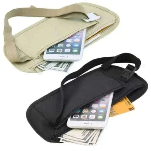 Unisex Travel Waist Pouch with Hidden Security Storage-black