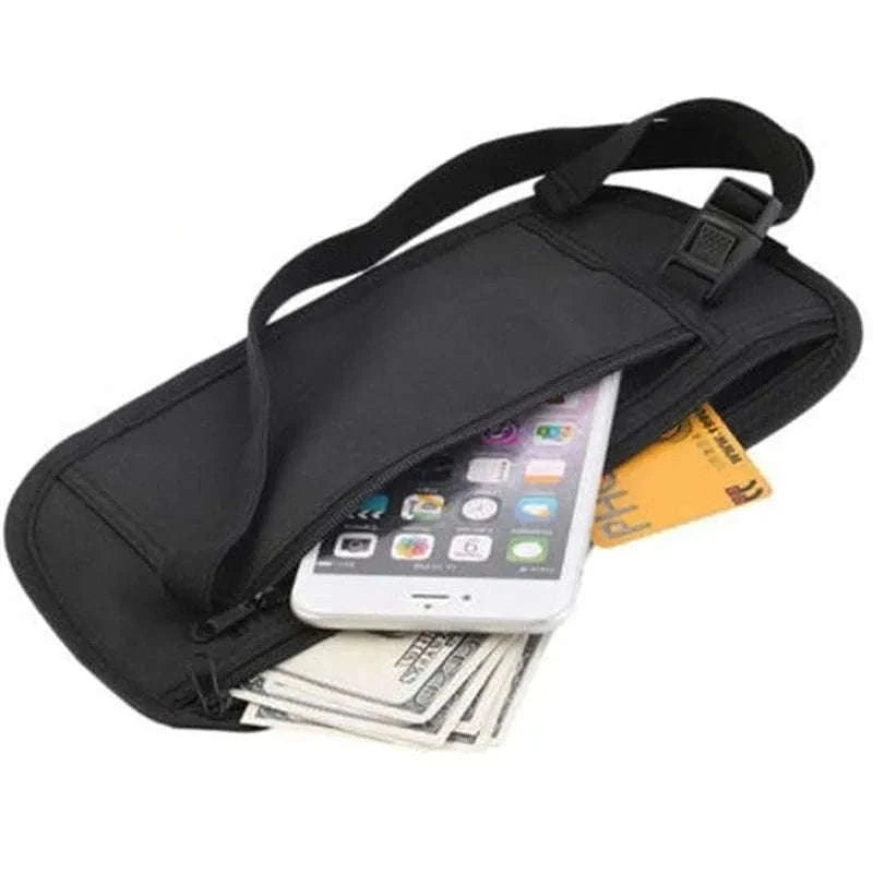 Unisex Travel Waist Pouch with Hidden Security Storage-black
