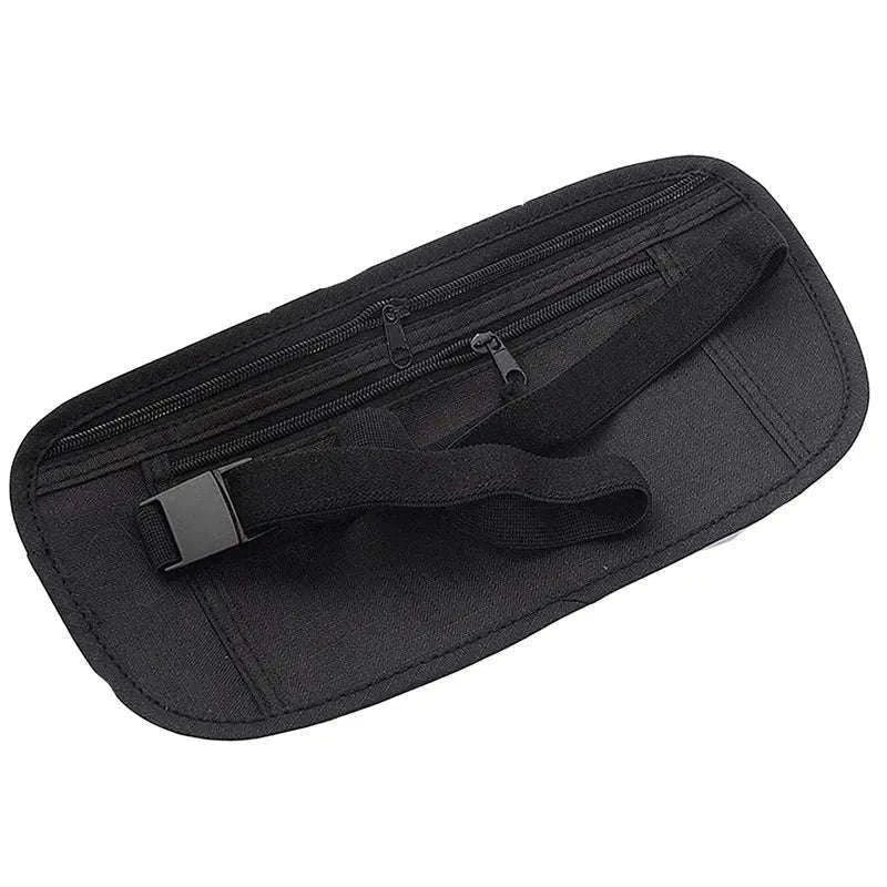 Unisex Travel Waist Pouch with Hidden Security Storage-black