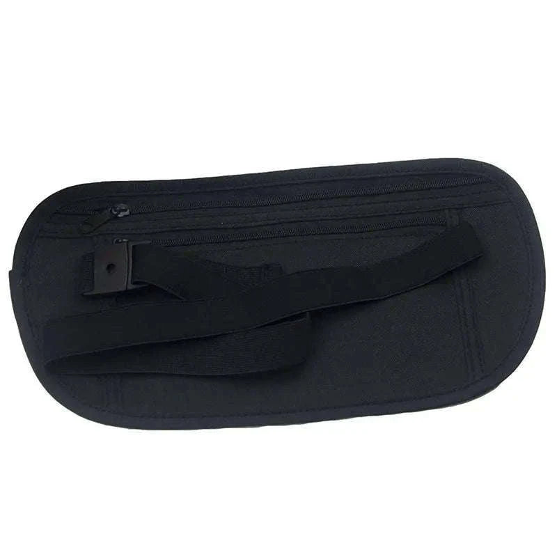 Unisex Travel Waist Pouch with Hidden Security Storage-black