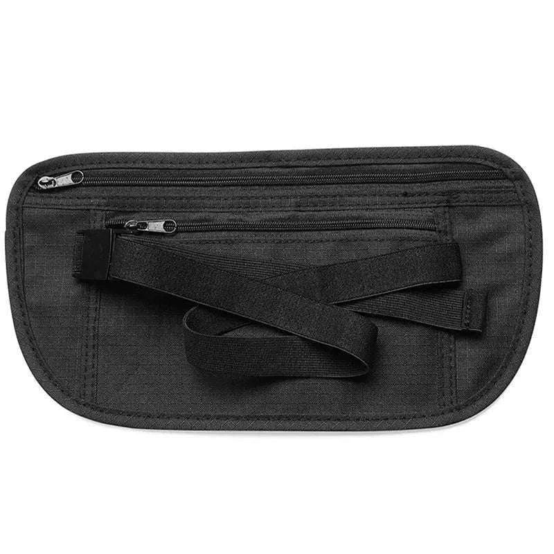 Unisex Travel Waist Pouch with Hidden Security Storage-black