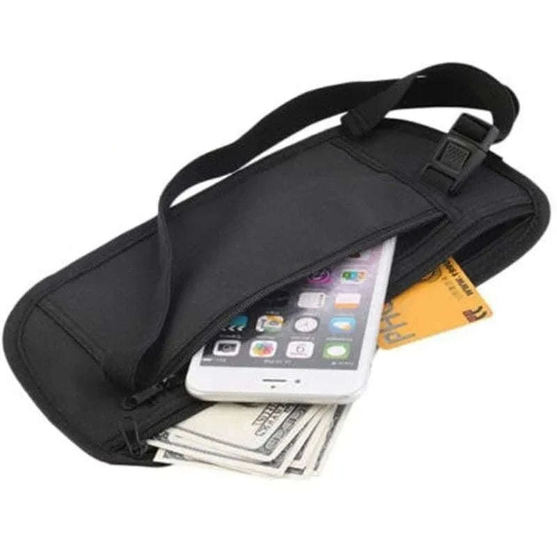 Unisex Travel Waist Pouch with Hidden Security Storage-black