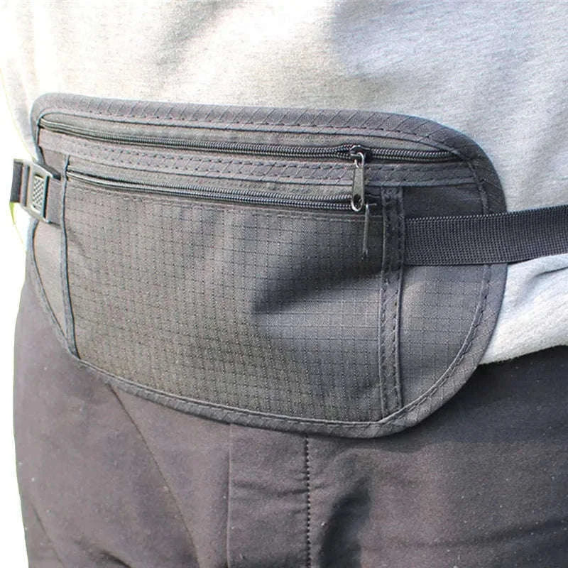 Unisex Travel Waist Pouch with Hidden Security Storage-black