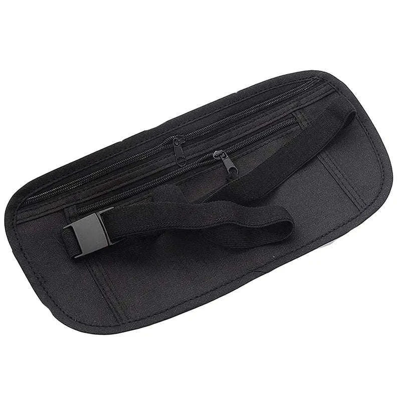Unisex Travel Waist Pouch with Hidden Security Storage-black