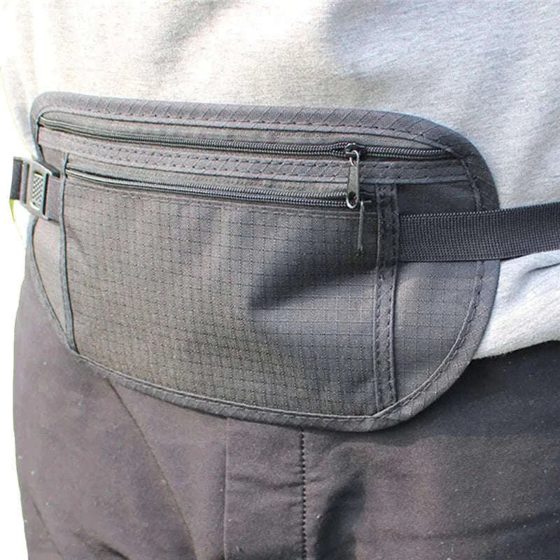 Unisex Travel Waist Pouch with Hidden Security Storage-black