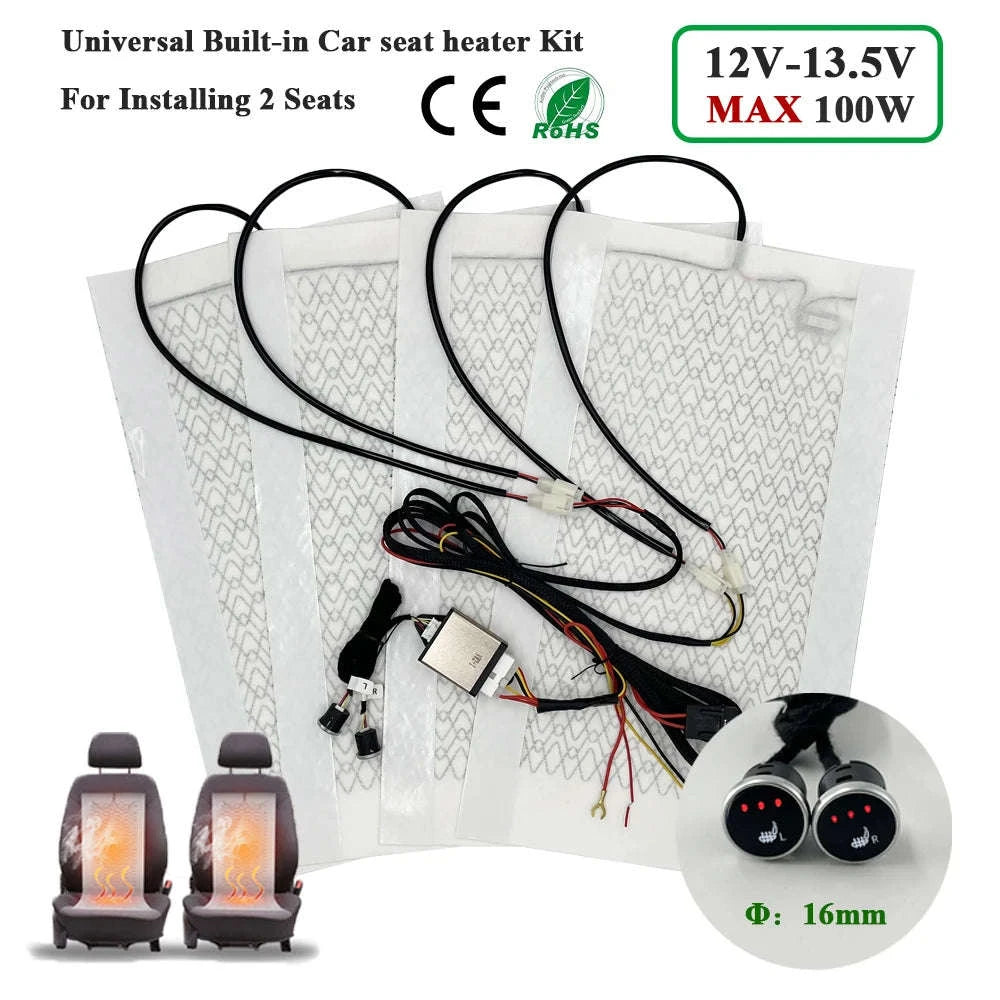 Universal 100W Built‑In Car Seat Heater Kit for Two Seats-Universal model A