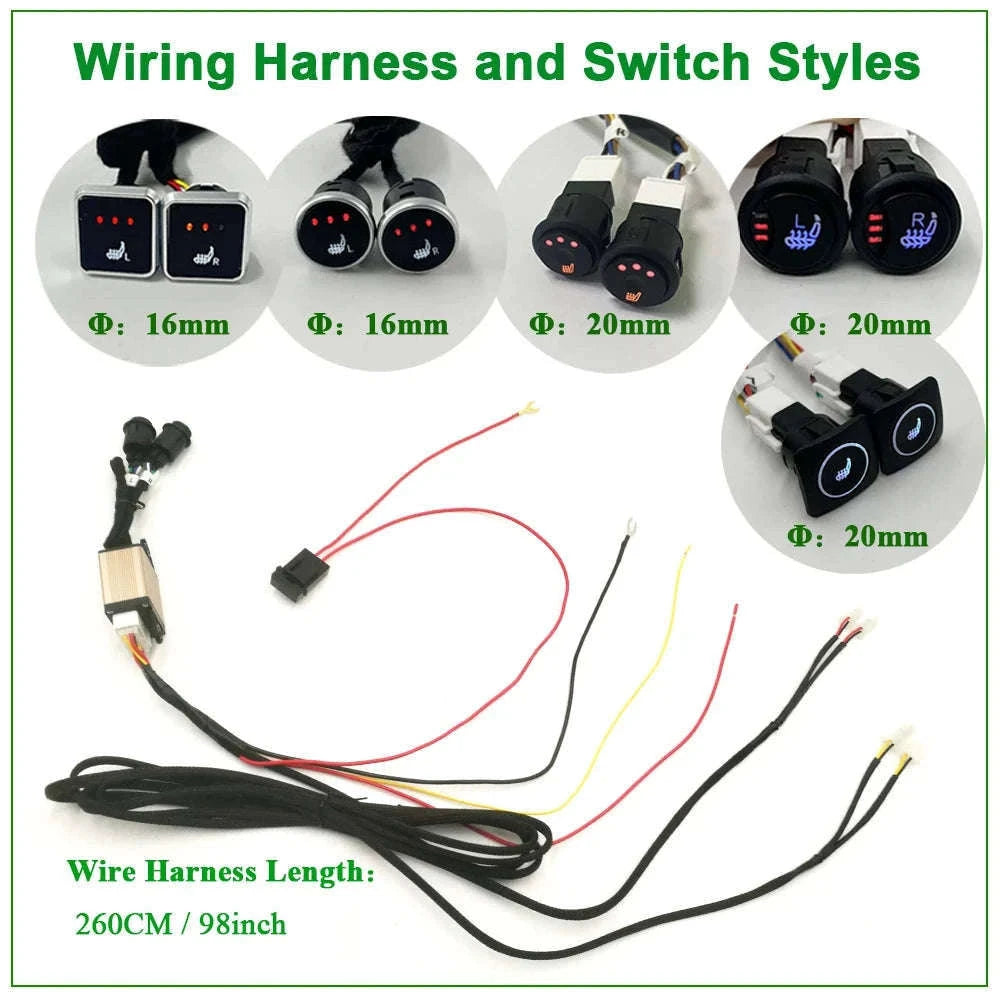 Universal 100W Built-In Car Seat Heater Kit for Two Seats-Universal model A