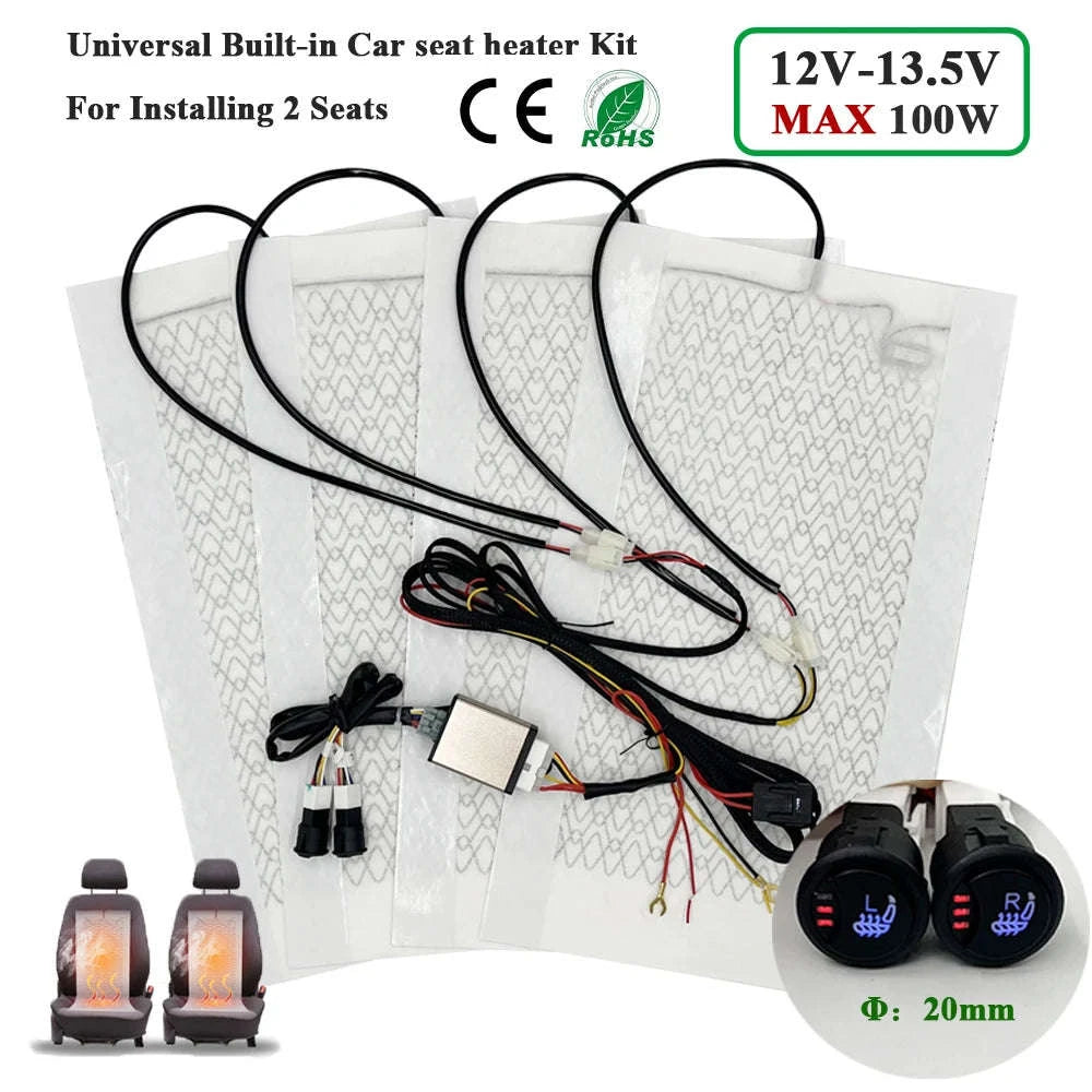 Universal 100W Built‑In Car Seat Heater Kit for Two Seats-Universal model A