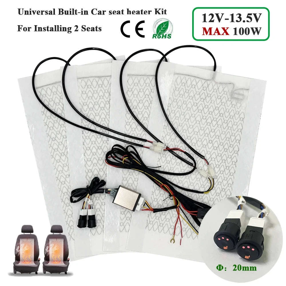Universal 100W Built‑In Car Seat Heater Kit for Two Seats-Universal model A