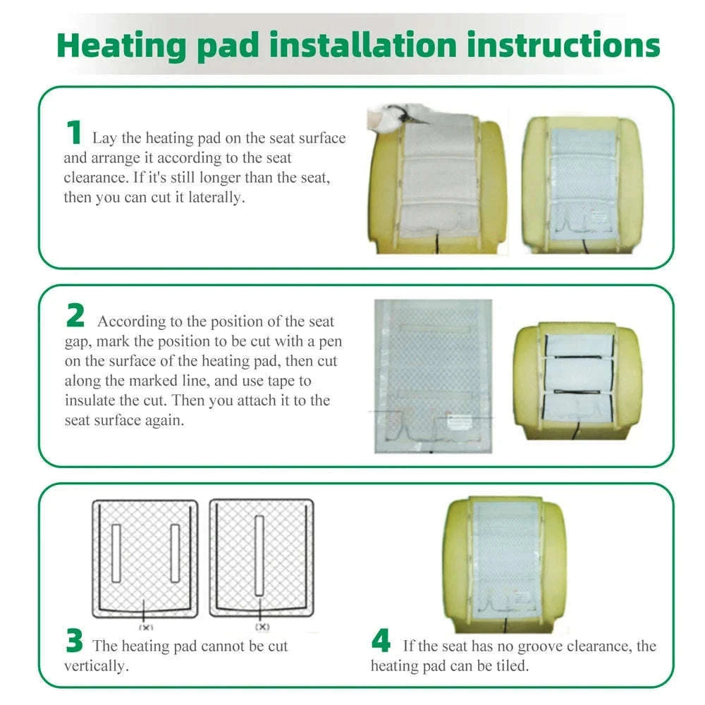 Universal 100W Built-In Car Seat Heater Kit for Two Seats-Universal model A