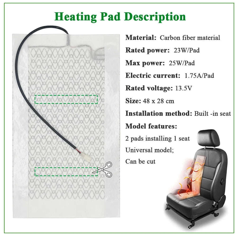 Universal 100W Built‑In Car Seat Heater Kit for Two Seats-Universal model A